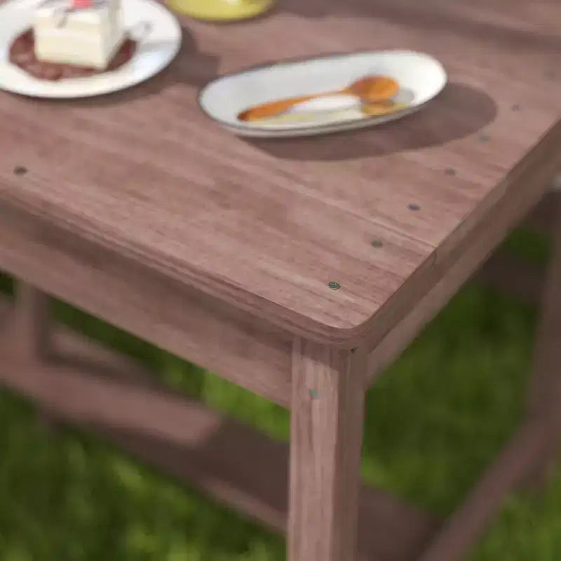 Table de pique-nique pour enfants, ensemble table et bancs d'extérieur en bois avec coussins et parasol, pour terrasse, jardin, bleu marine
