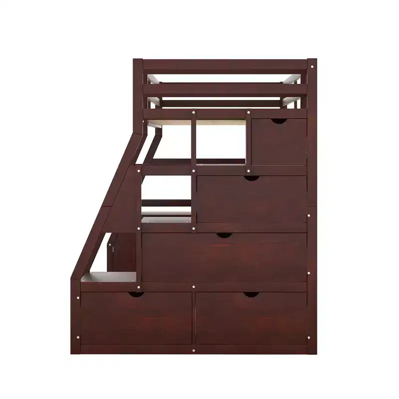 94,7L x 56,8l Lit mezzanine unique de taille double avec 7 tiroirs, 2 étagères et un bureau, espace de couchage confortable