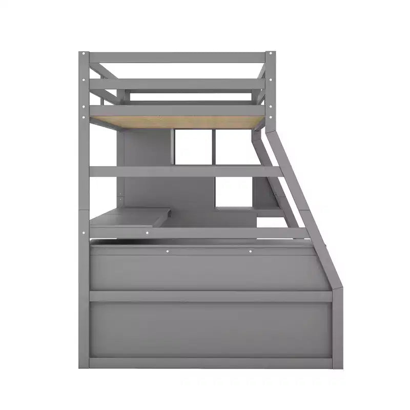 94,7L x 56,8l Lit mezzanine unique de taille double avec 7 tiroirs, 2 étagères et un bureau, espace de couchage confortable