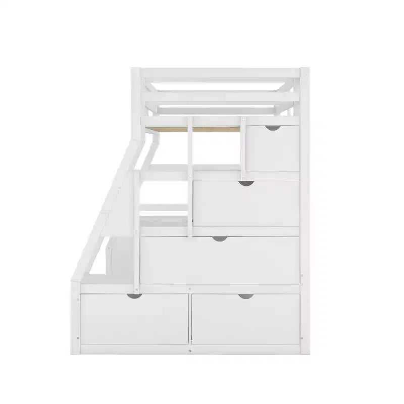 94,7L x 56,8l Lit mezzanine unique de taille double avec 7 tiroirs, 2 étagères et un bureau, espace de couchage confortable