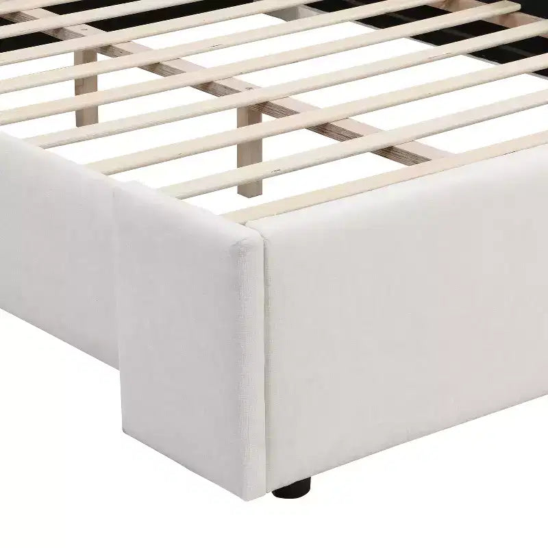 Lit moderne rembourré Octavia avec haute tête de lit, blanc