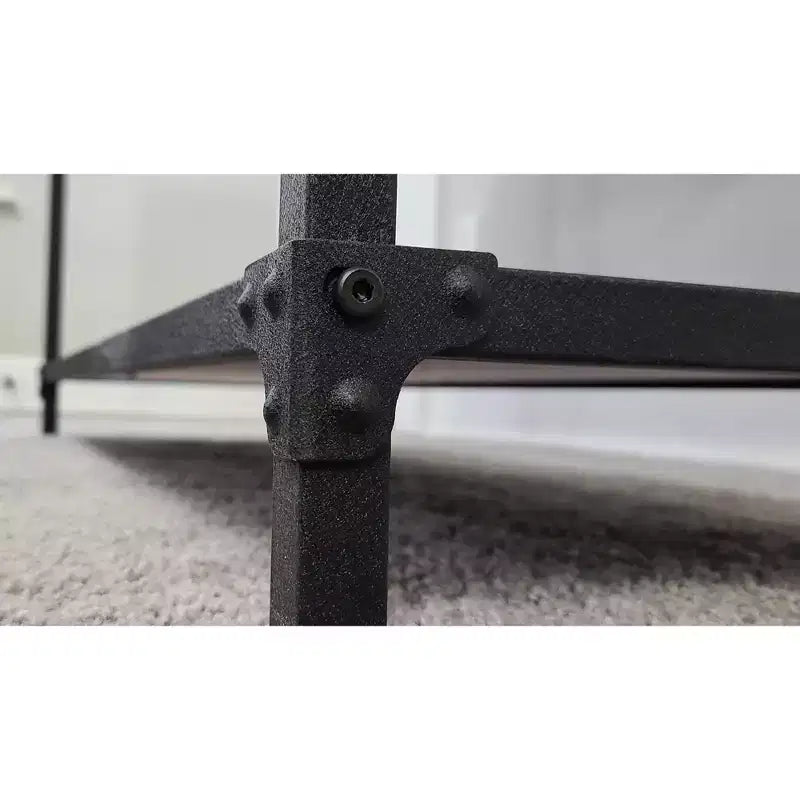 Étagère à 5 niveaux au design rustique avec 2 tiroirs, 174 cm, base noire