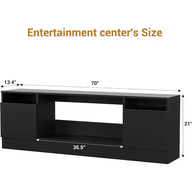 Meuble TV moderne blanc pour salon, Centre de divertissement pour TV jusqu'à 75 pouces, Meuble de rangement avec espace pour cheminée électrique, Console de 70 pouces