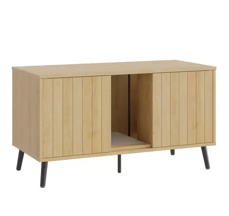 47Cache-litière pour chat, meuble de toilette pour chat, maison pour chat avec tapis de litière, meuble TV pour téléviseurs jusqu'à 55'' pour salon, chambre à coucher