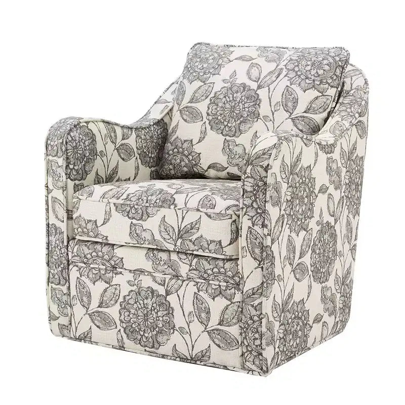 Fauteuil pivotant à 360 degrés avec coussin de dossier amovible, fauteuil simple rembourré confortable pour salon, bureau, salle de détente.