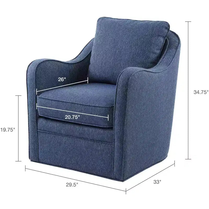 Fauteuil pivotant à 360 degrés avec coussin de dossier amovible, fauteuil simple rembourré confortable pour salon, bureau, salle de détente.