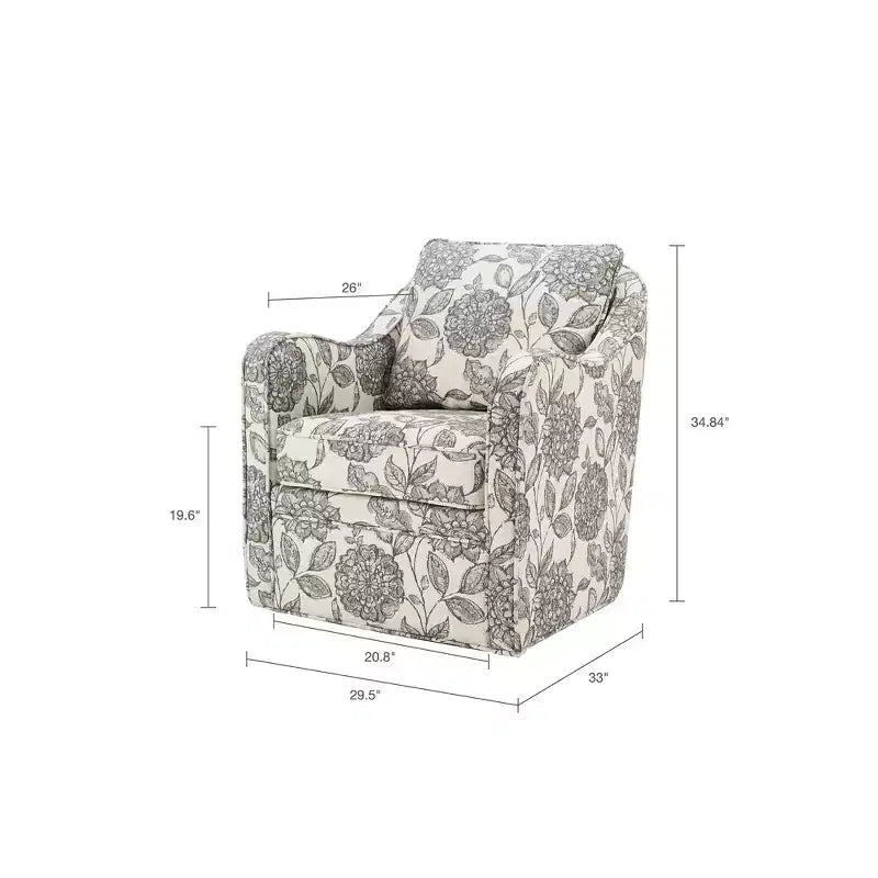 Fauteuil pivotant à 360 degrés avec coussin de dossier amovible, fauteuil simple rembourré confortable pour salon, bureau, salle de détente.