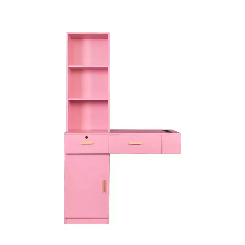 Coiffeuse avec Lumières, Coiffeuse Moderne et Élégante avec Système de Rangement Multi-niveaux et Miroir Intégré, Ensemble de Maquillage pour Chambre, Rose