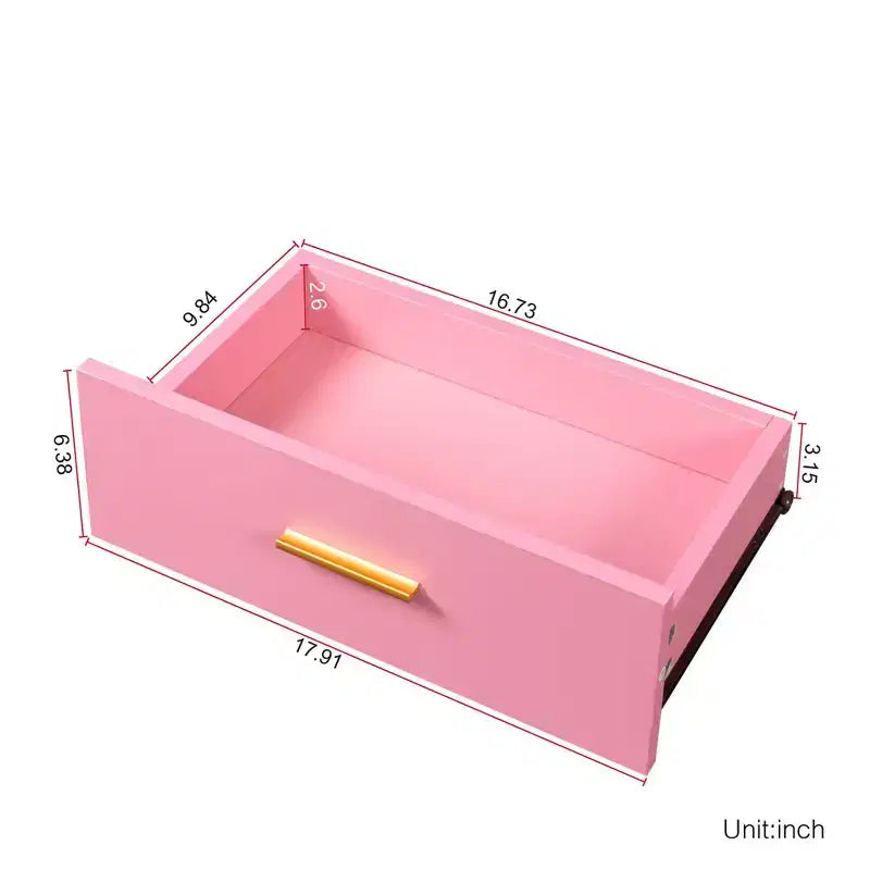 Coiffeuse avec Lumières, Coiffeuse Moderne et Élégante avec Système de Rangement Multi-niveaux et Miroir Intégré, Ensemble de Maquillage pour Chambre, Rose