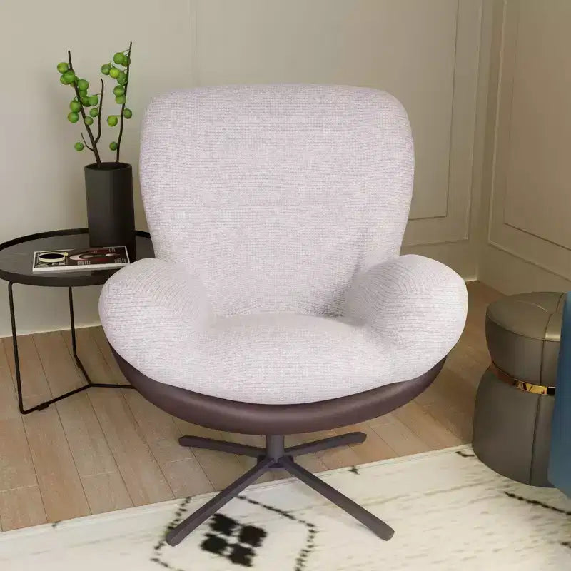 Fauteuil d'appoint, Chaise de bureau pivotante moderne, Fauteuil moderne en chenille avec similicuir et piètement en métal, Fauteuil d'appoint pour petits espaces
