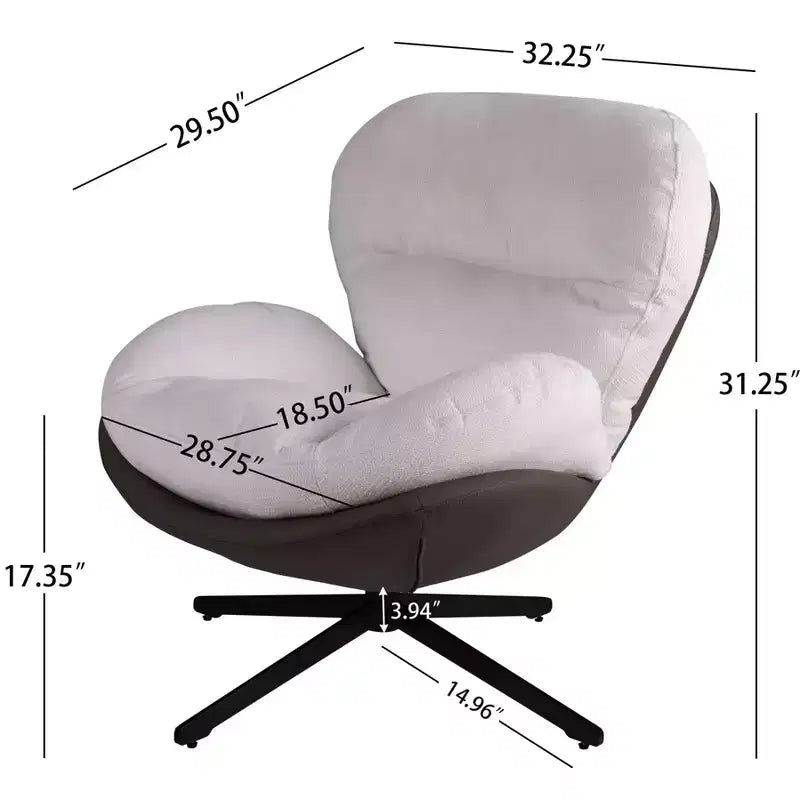 Fauteuil d'appoint, Chaise de bureau pivotante moderne, Fauteuil moderne en chenille avec similicuir et piètement en métal, Fauteuil d'appoint pour petits espaces