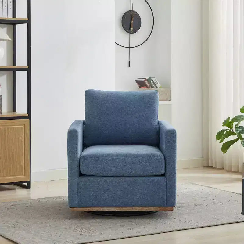 Fauteuil d'appoint moderne pivotant à 360 degrés, fauteuil d'appoint rembourré carré de 78 cm de large et fauteuil simple confortable, fauteuil de salon