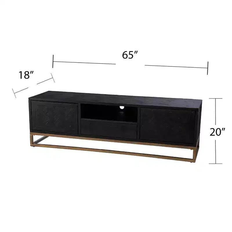 Meuble TV/multimédia en bois de récupération – Noir –