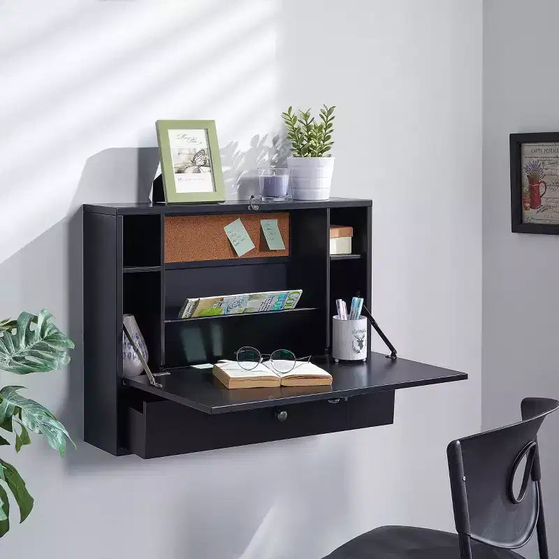 Bureau mural pour ordinateur portable - Noir -
