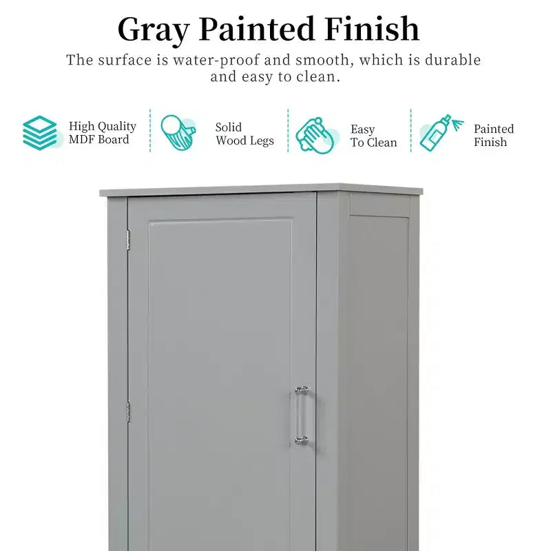 Armoire de rangement de salle de bain sur pied en bois moderne Avery avec tiroirs et étagère réglable