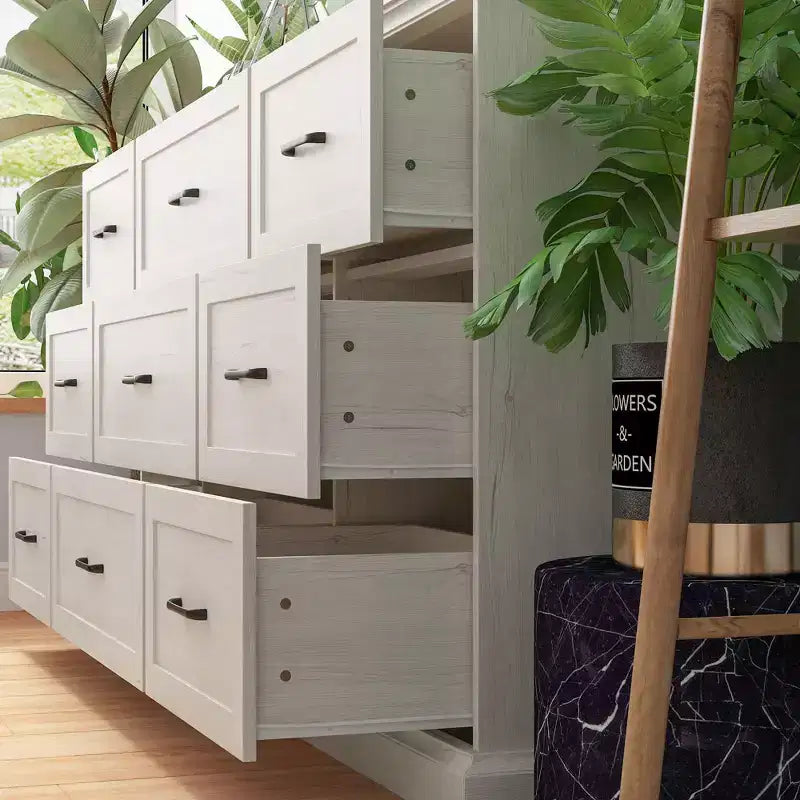Commode de rangement rustique large 9 tiroirs, 180 cm de large, meuble TV de salon, organisateur de chambre à coucher