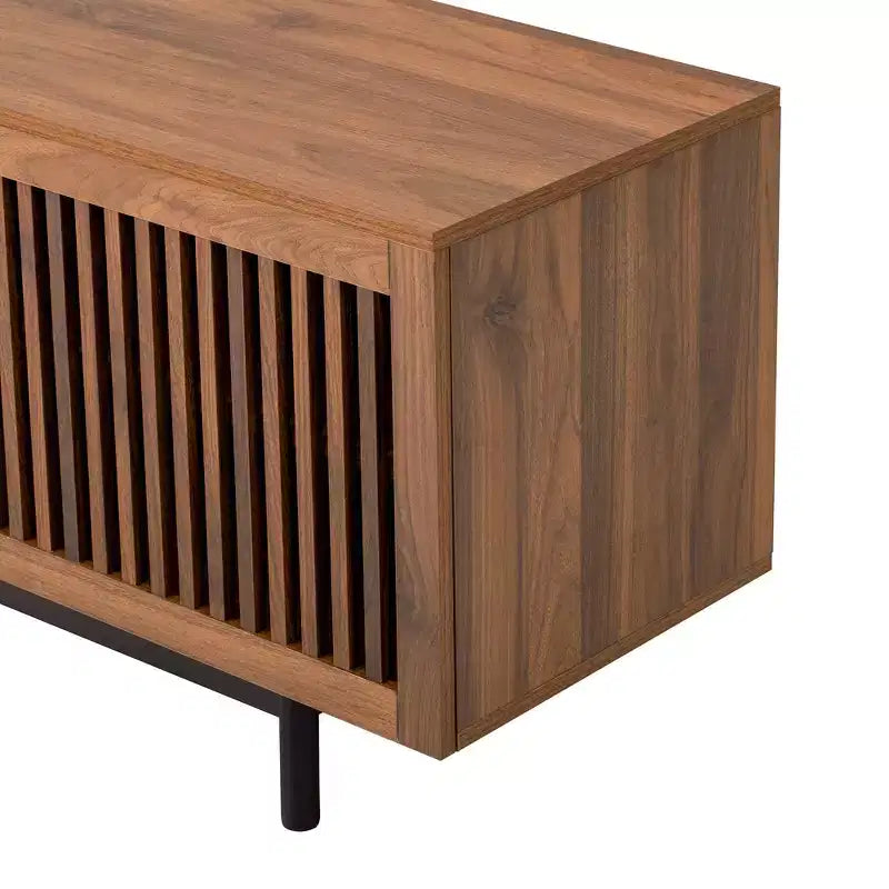 Meuble TV moderne de 78 po pour téléviseurs jusqu'à 85 po, console multimédia avec tiroirs profonds et gestion des câbles, Noyer -