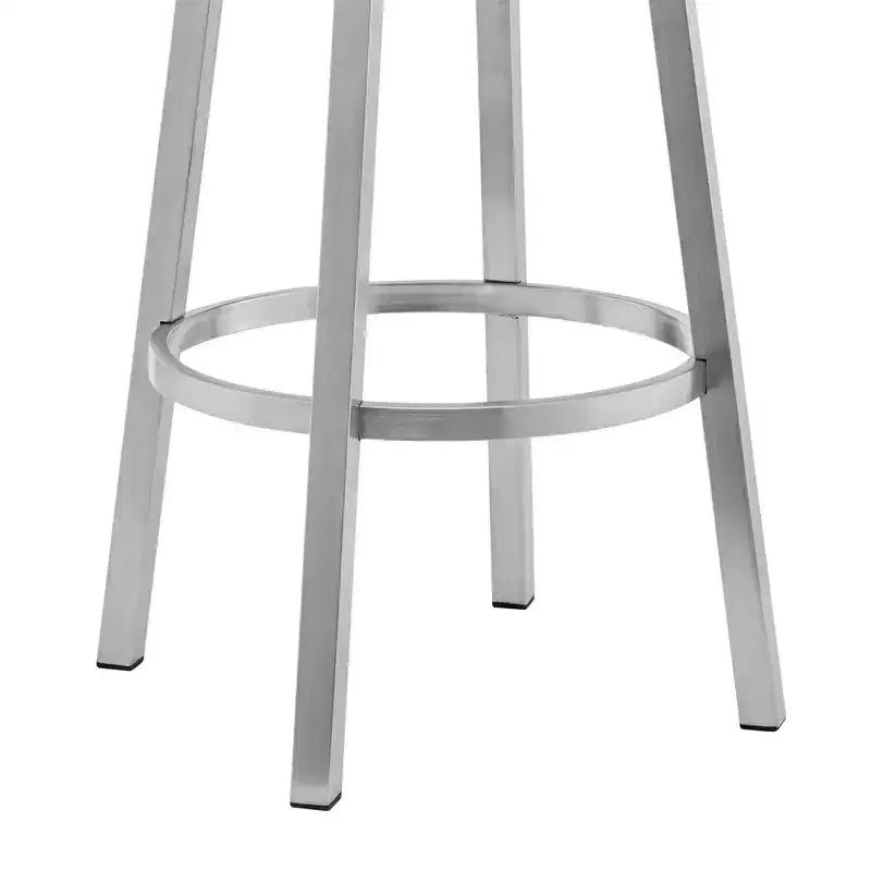 Chaise de bar pivotante à dossier bas, hauteur comptoir, en similicuir gris et argenté et fer, lot de 26