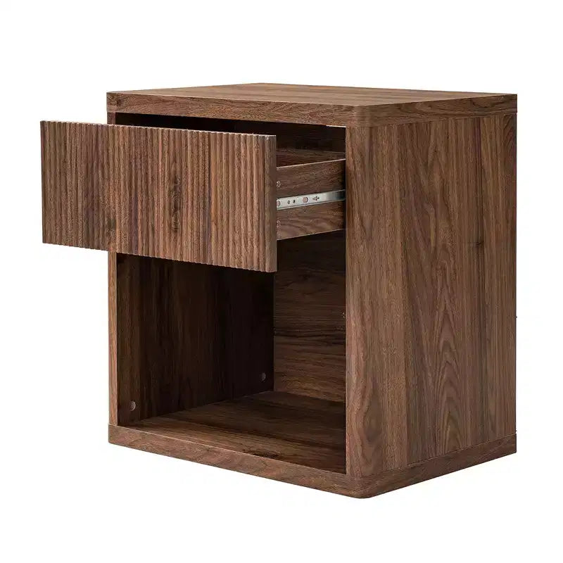 Grande table de chevet moderne de style médiéval encastrée avec tiroir de rangement, idéale pour les chambres et les salons, couleur noyer