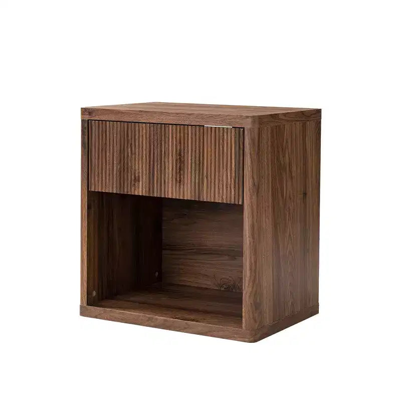 Grande table de chevet moderne de style médiéval encastrée avec tiroir de rangement, idéale pour les chambres et les salons, couleur noyer