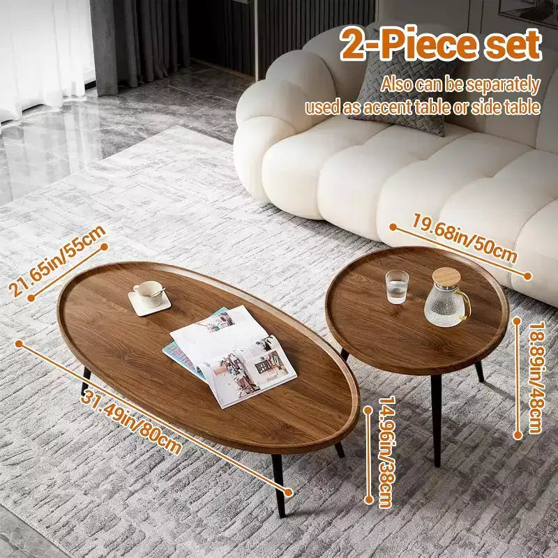 Table Basse Ronde, Tables Gigognes pour Salon, Table Basse d'Appoint en Bois pour Salon, Petits Espaces, Balcon