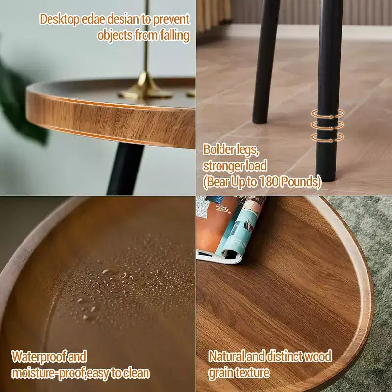 Table Basse Ronde, Tables Gigognes pour Salon, Table Basse d'Appoint en Bois pour Salon, Petits Espaces, Balcon