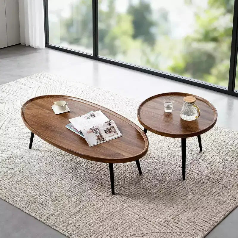 Table Basse Ronde, Tables Gigognes pour Salon, Table Basse d'Appoint en Bois pour Salon, Petits Espaces, Balcon