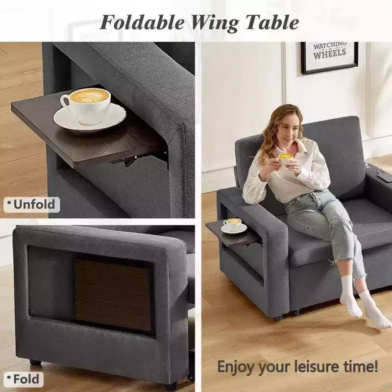 Fauteuil-lit convertible 3-en-1 extra large de 42,5 po avec dossier inclinable à 5 positions et poches latérales pour petits espaces