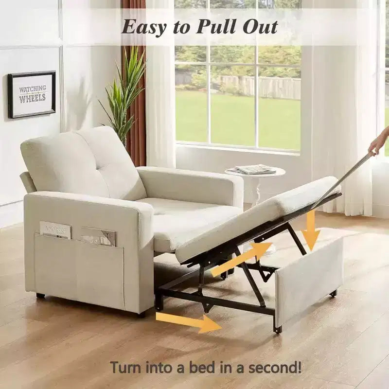 Fauteuil-lit convertible 3-en-1 extra large de 42,5 po avec dossier inclinable à 5 positions et poches latérales pour petits espaces