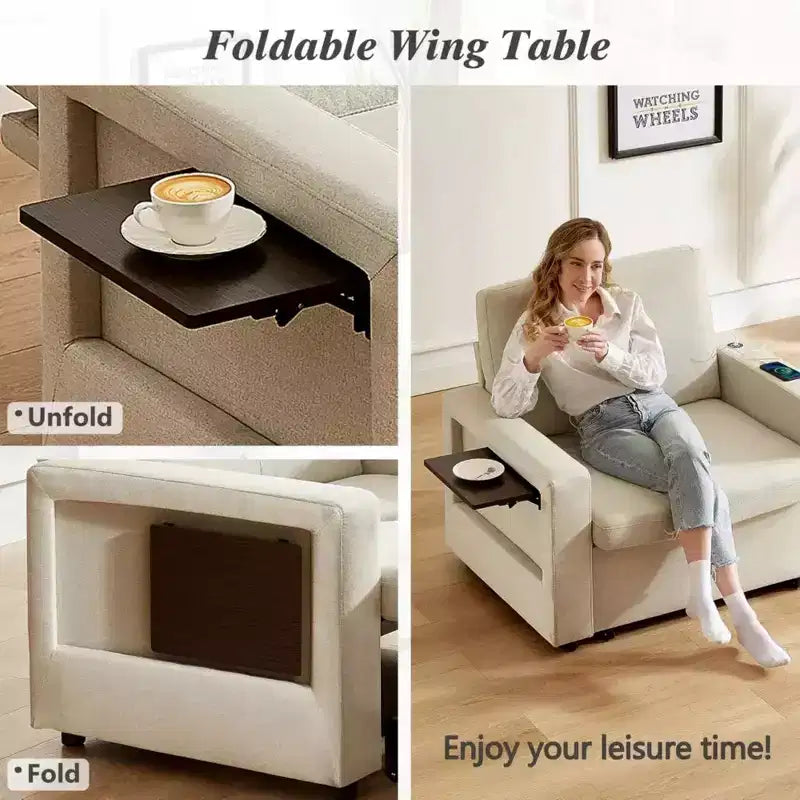 Fauteuil-lit convertible 3-en-1 extra large de 42,5 po avec dossier inclinable à 5 positions et poches latérales pour petits espaces