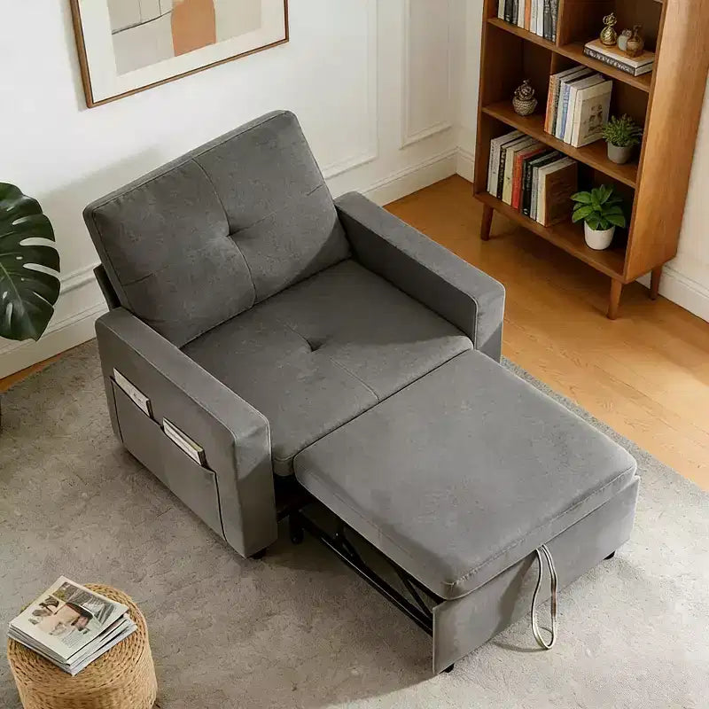 Fauteuil-lit convertible 3-en-1 extra large de 42,5 po avec dossier inclinable à 5 positions et poches latérales pour petits espaces