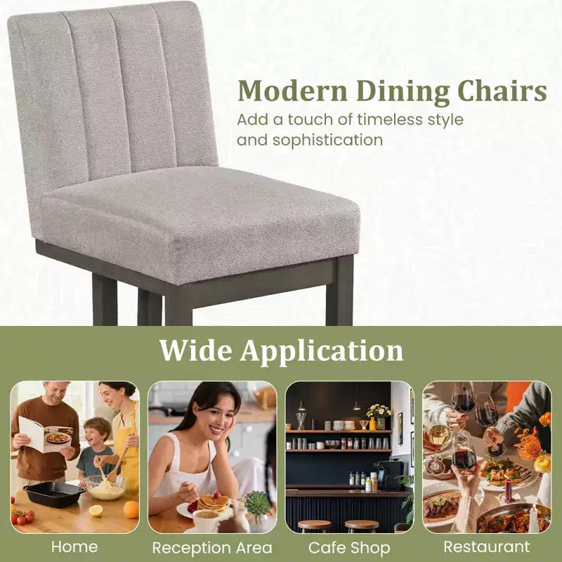 2/4 chaises de salle à manger en bois, chaises de cuisine modernes de ferme en tissu, beige + gris/noyer