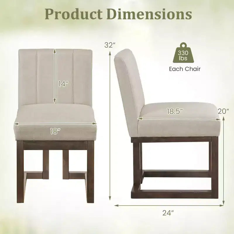 2/4 chaises de salle à manger en bois, chaises de cuisine modernes de ferme en tissu, beige + gris/noyer