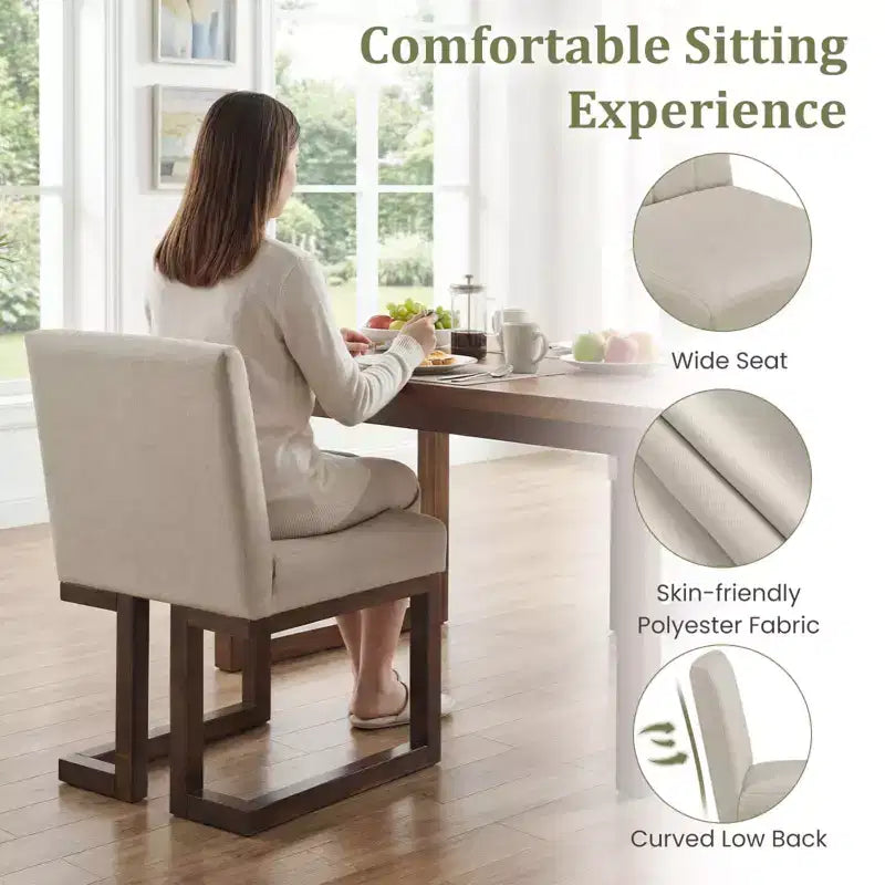 2/4 chaises de salle à manger en bois, chaises de cuisine modernes de ferme en tissu, beige + gris/noyer