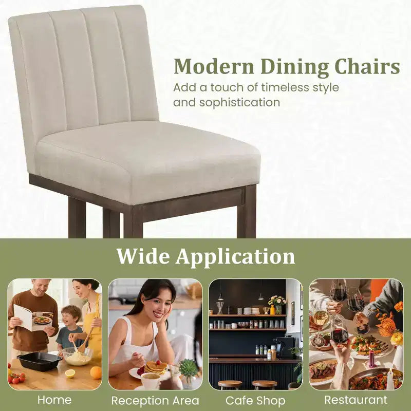 2/4 chaises de salle à manger en bois, chaises de cuisine modernes de ferme en tissu, beige + gris/noyer