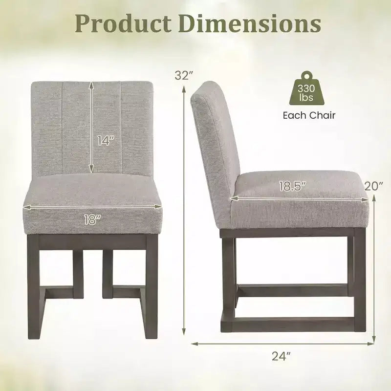 2/4 chaises de salle à manger en bois, chaises de cuisine modernes de ferme en tissu, beige + gris/noyer