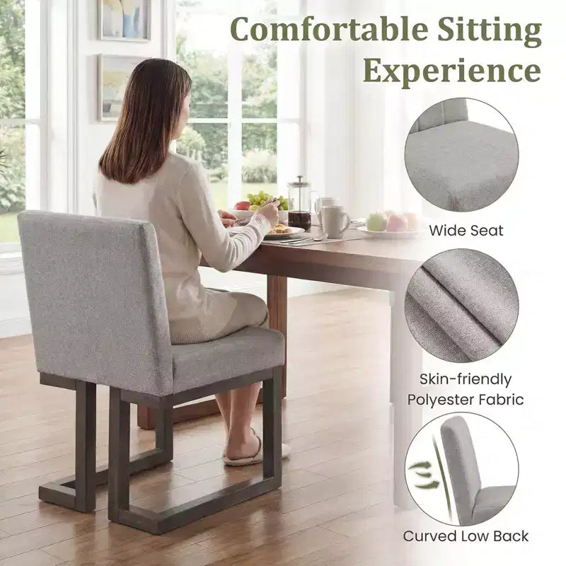 2/4 chaises de salle à manger en bois, chaises de cuisine modernes de ferme en tissu, beige + gris/noyer