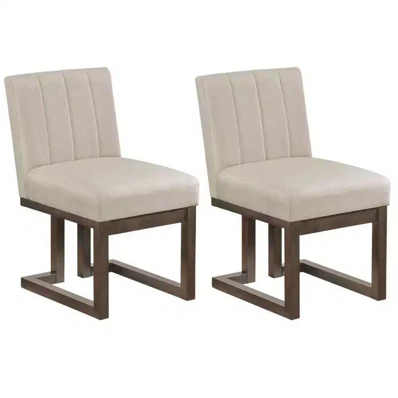 2/4 chaises de salle à manger en bois, chaises de cuisine modernes de ferme en tissu, beige + gris/noyer