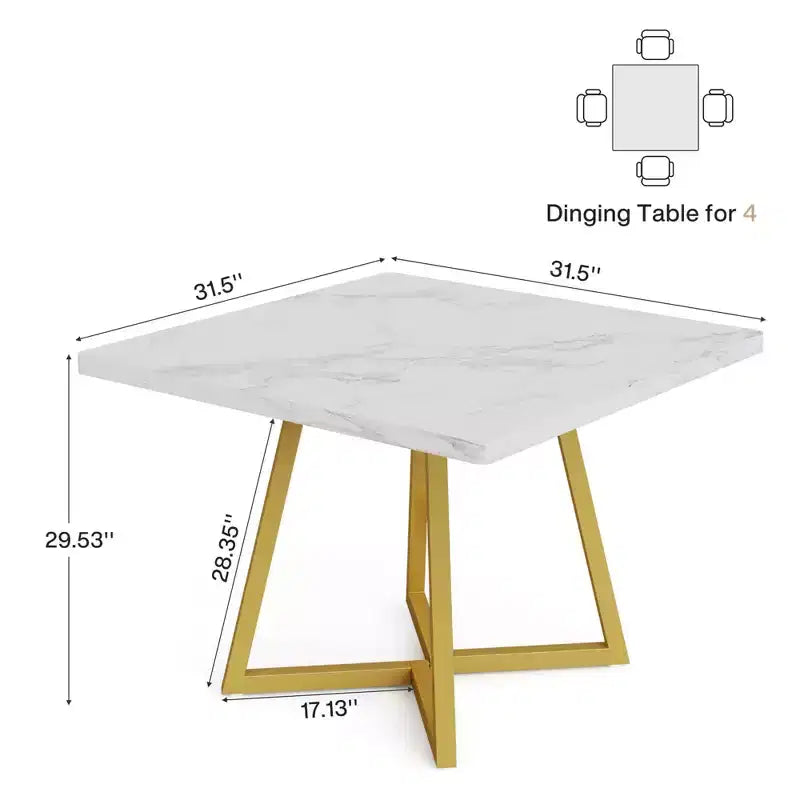Table à manger industrielle carrée de 80 cm, Plateau MDF marron vintage et cadre en métal noir, Table polyvalente 2 places pour la maison et le bureau