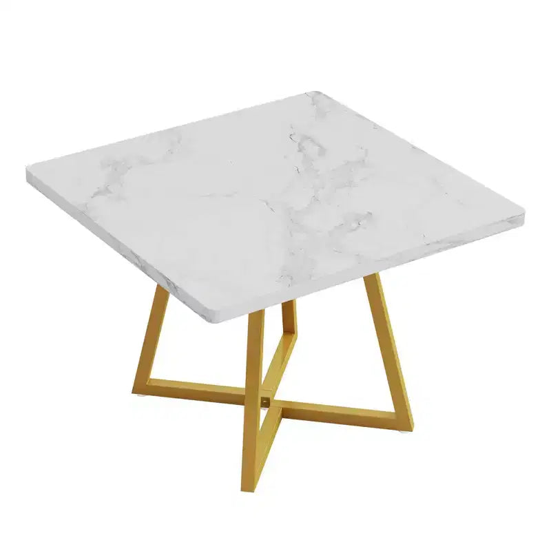 Table à manger industrielle carrée de 80 cm, Plateau MDF marron vintage et cadre en métal noir, Table polyvalente 2 places pour la maison et le bureau