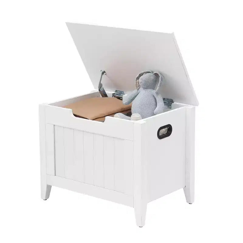 Grand banc de rangement en bois avec couvercle supérieur, siège épais rembourré, 2 charnières de sécurité, capacité de 118 kg, pour entrée, chambre, salon, 60 cm, blanc