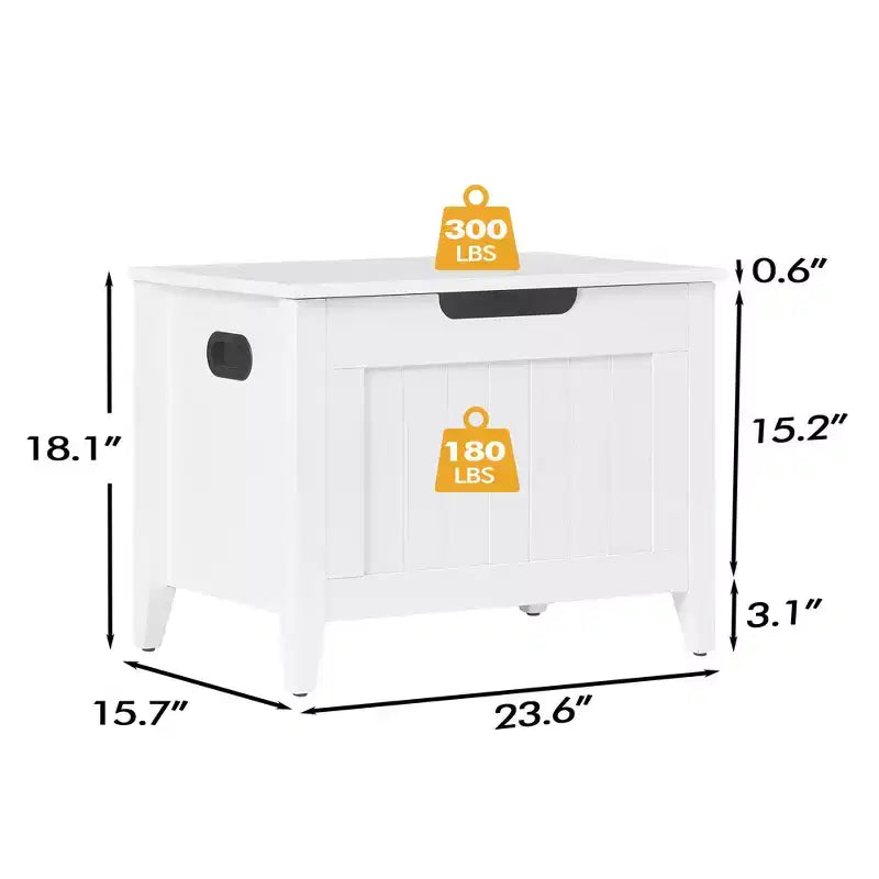 Grand banc de rangement en bois avec couvercle supérieur, siège épais rembourré, 2 charnières de sécurité, capacité de 118 kg, pour entrée, chambre, salon, 60 cm, blanc