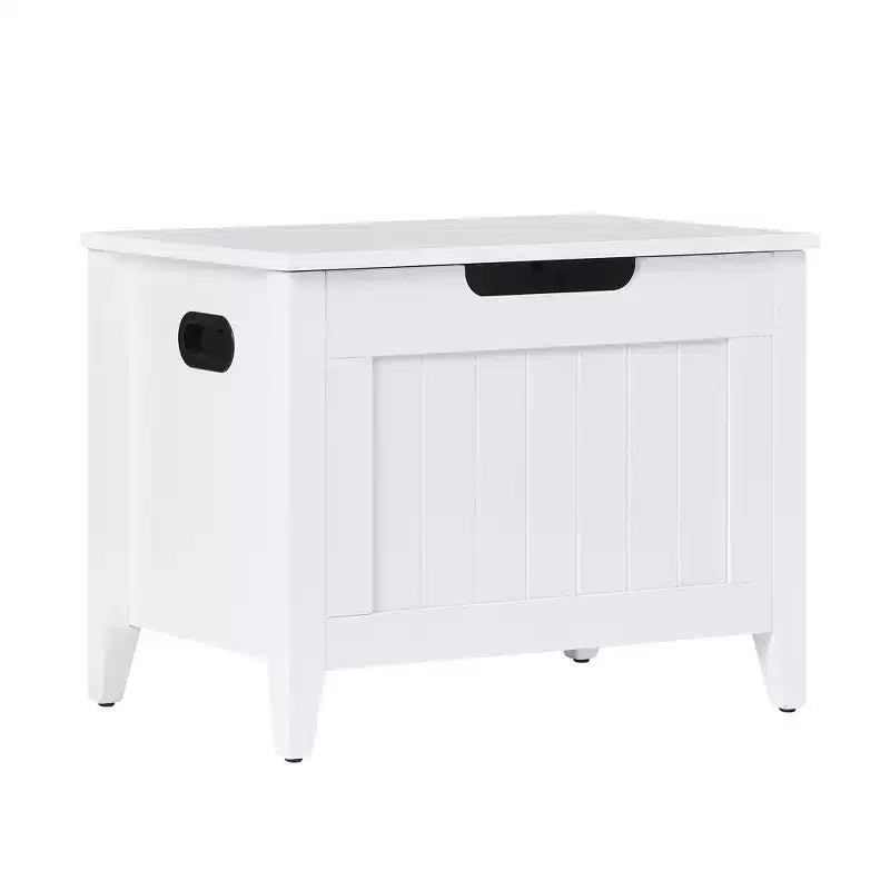 Grand banc de rangement en bois avec couvercle supérieur, siège épais rembourré, 2 charnières de sécurité, capacité de 118 kg, pour entrée, chambre, salon, 60 cm, blanc