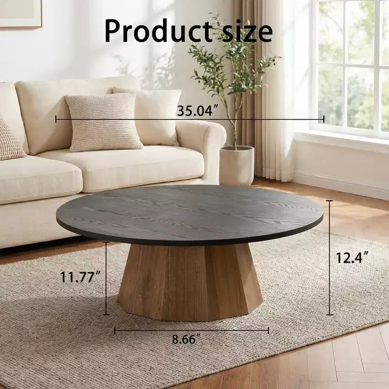 Table Basse Ronde Table D'appoint en Bois Robuste pour Salon, Facile à Monter, Noir, Bois